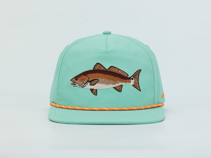 Embroidered Redfish - Light Green - Rope Hat