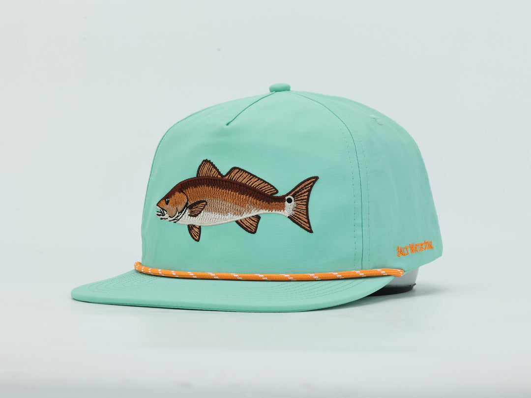 Embroidered Redfish - Light Green - Rope Hat