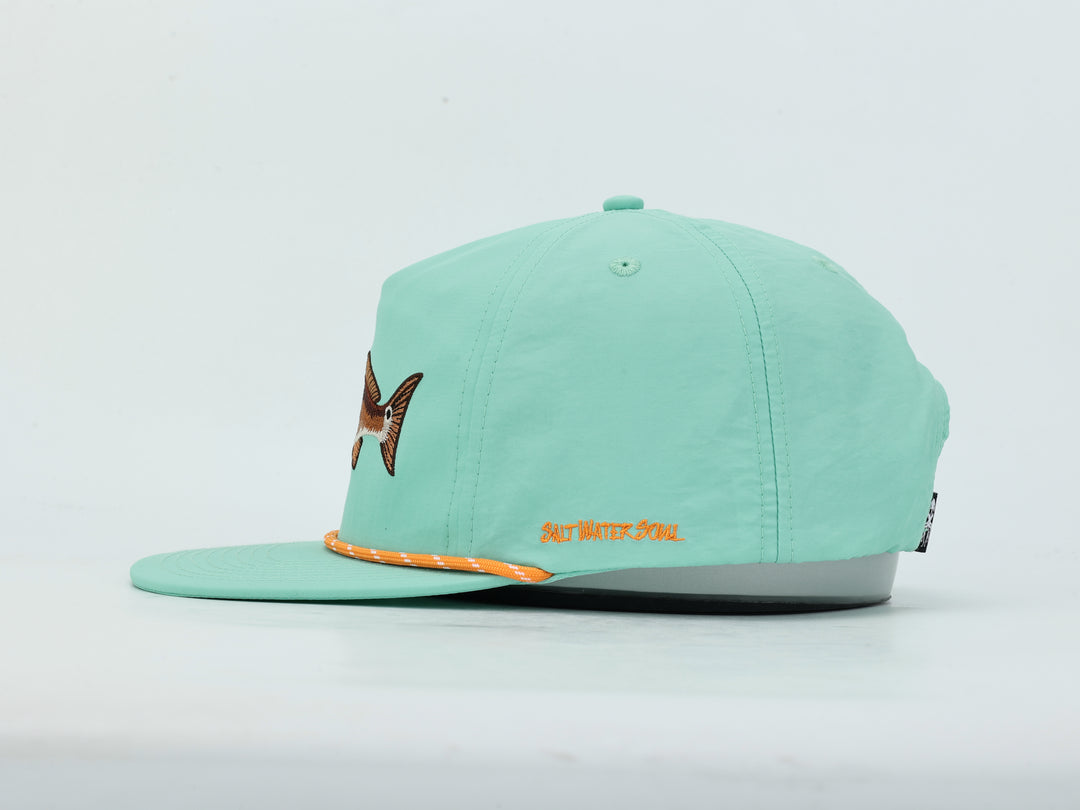 Embroidered Redfish - Light Green - Rope Hat