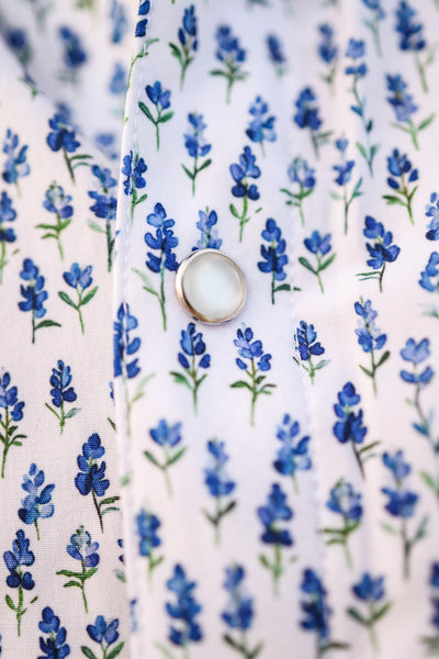 Blue Bonnet Pearl Snap Fishing Shirt