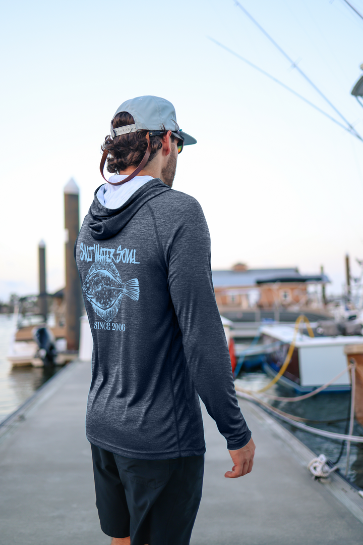 Flounder Classic Navy Performance Hoodie