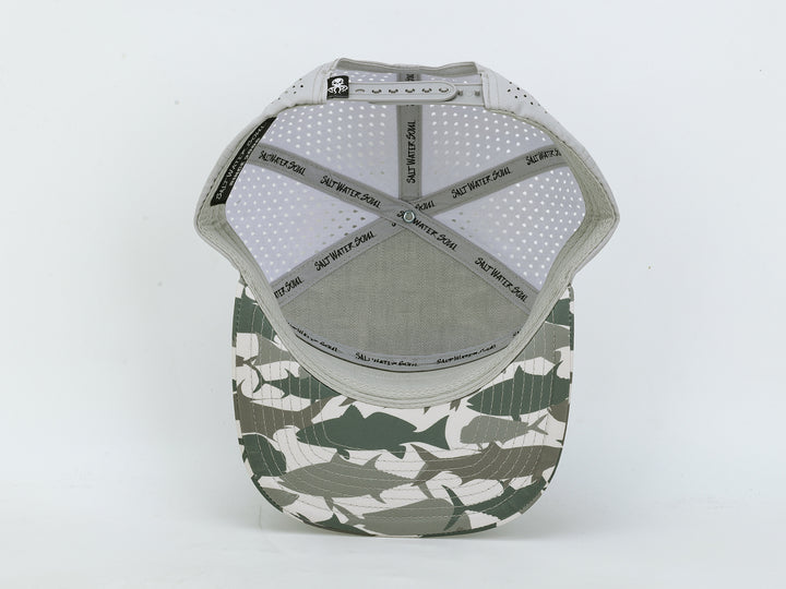 Flounder Wordmark - Fish Camo - Vented Hat