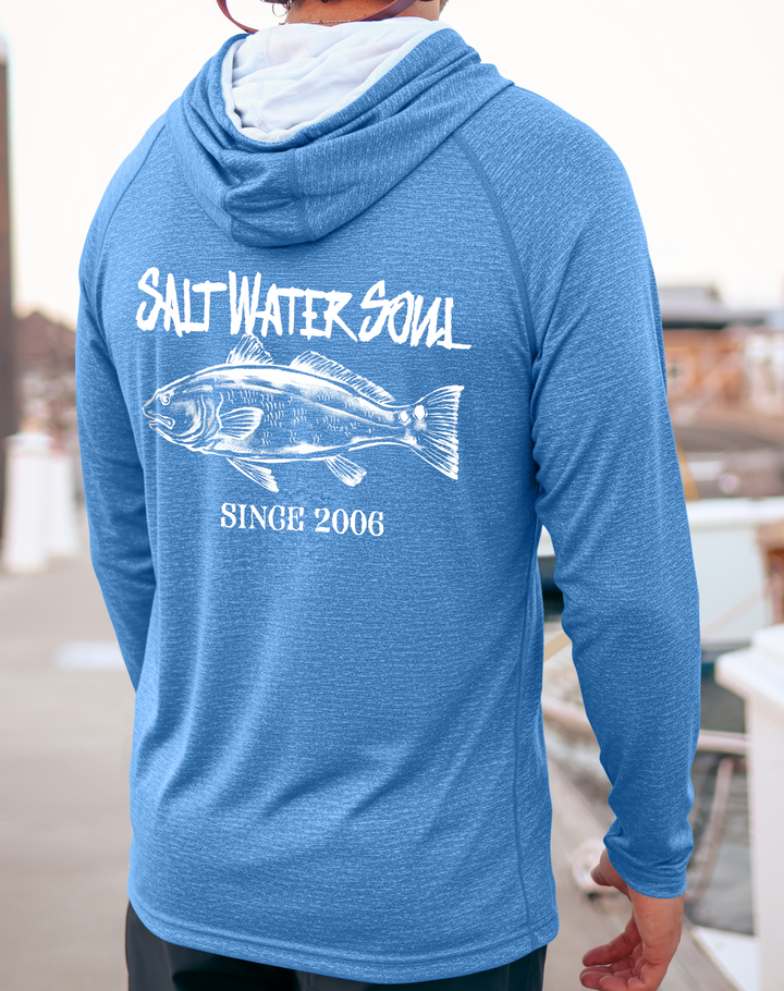 Redfish Classic Light Blue Performance Hoodie